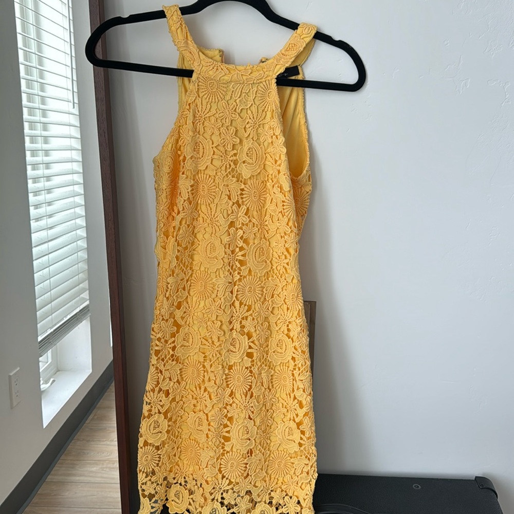 Lulus - Crotchet High Neck Yellow Dress